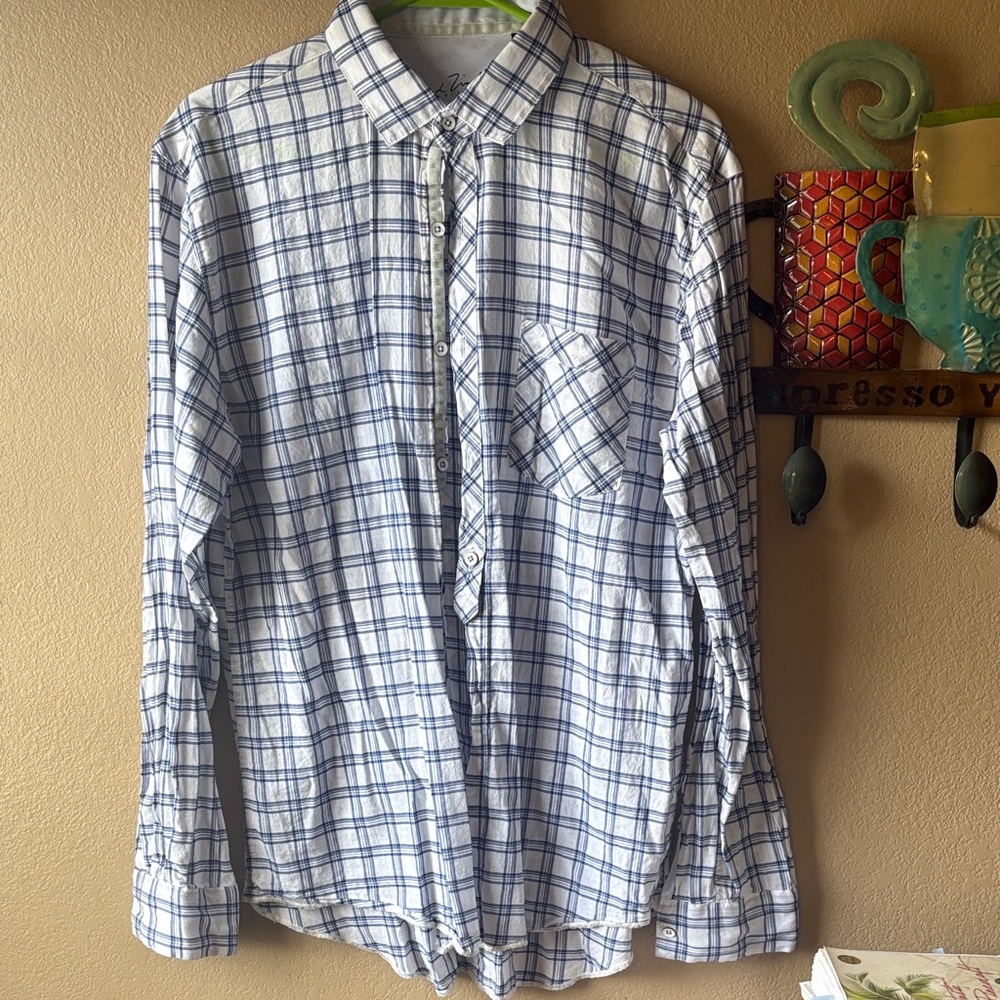 Men's Blue Plaid Shirt
